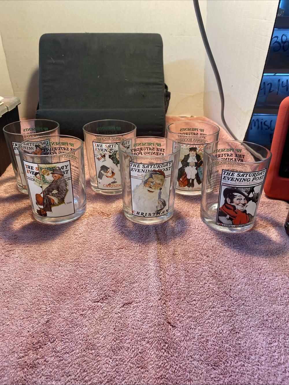 Vintage Norman Rockwell The Saturday Evening Post Glassware Set 6 piece